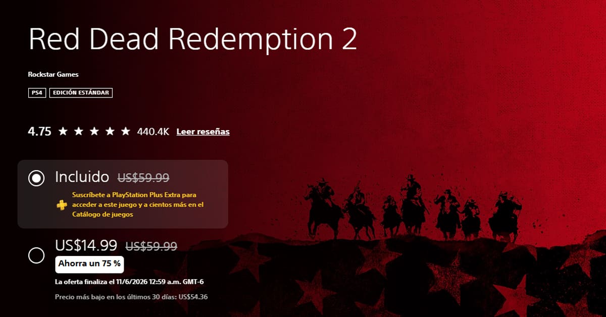 75% descuento Red Dead Redemption 2