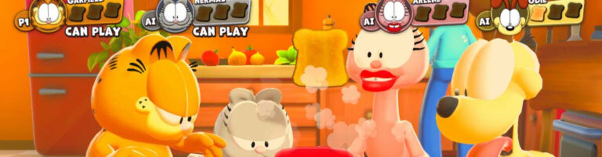 Garfield, Odie, Arlene, and Nermal have imagined the craziest mini-games for their Lasagna Party!