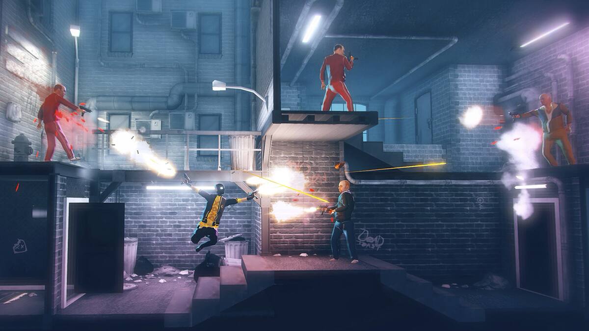 Acabas con tus enemigos usando armas y pasos de ballet en el juego de Devolver