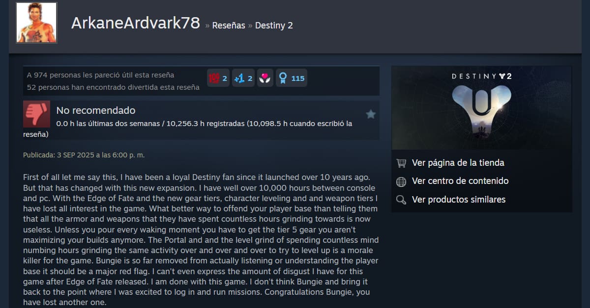 ArkaneArdvark78 Steam reseña Destiny