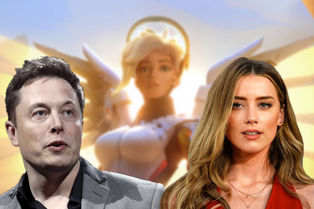Elon Musk shows Amber Heard dressed as Mercy from Overwatch