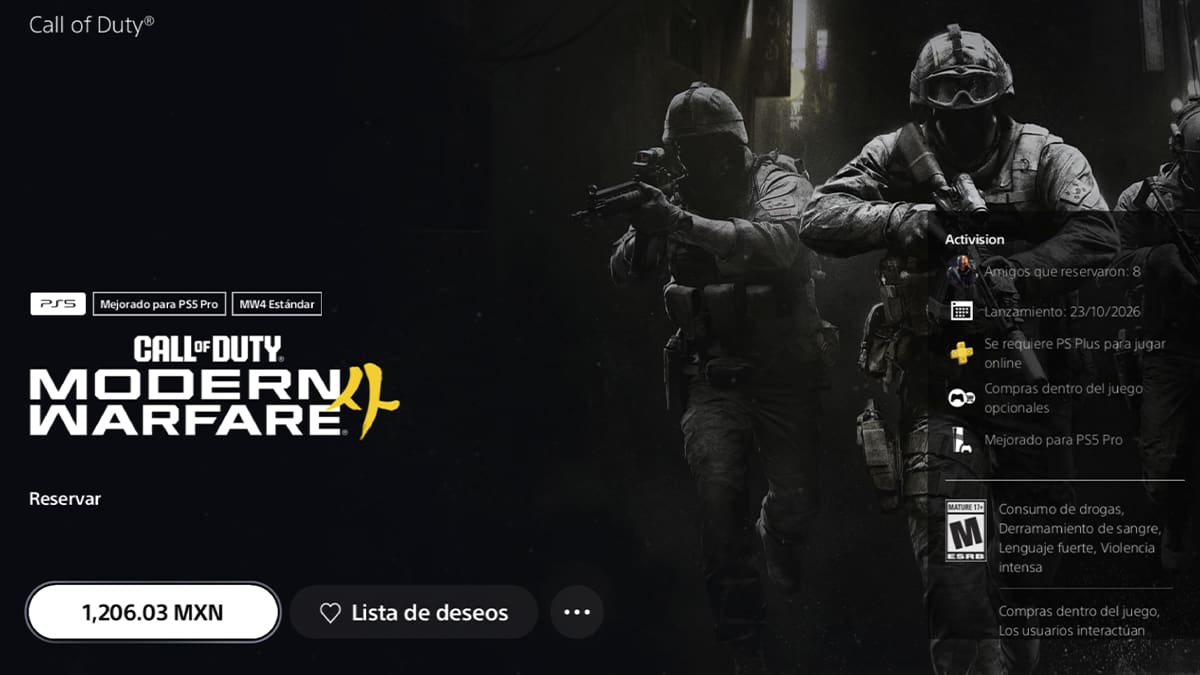 Call of Duty Modern Warfare 4 PS Store México
