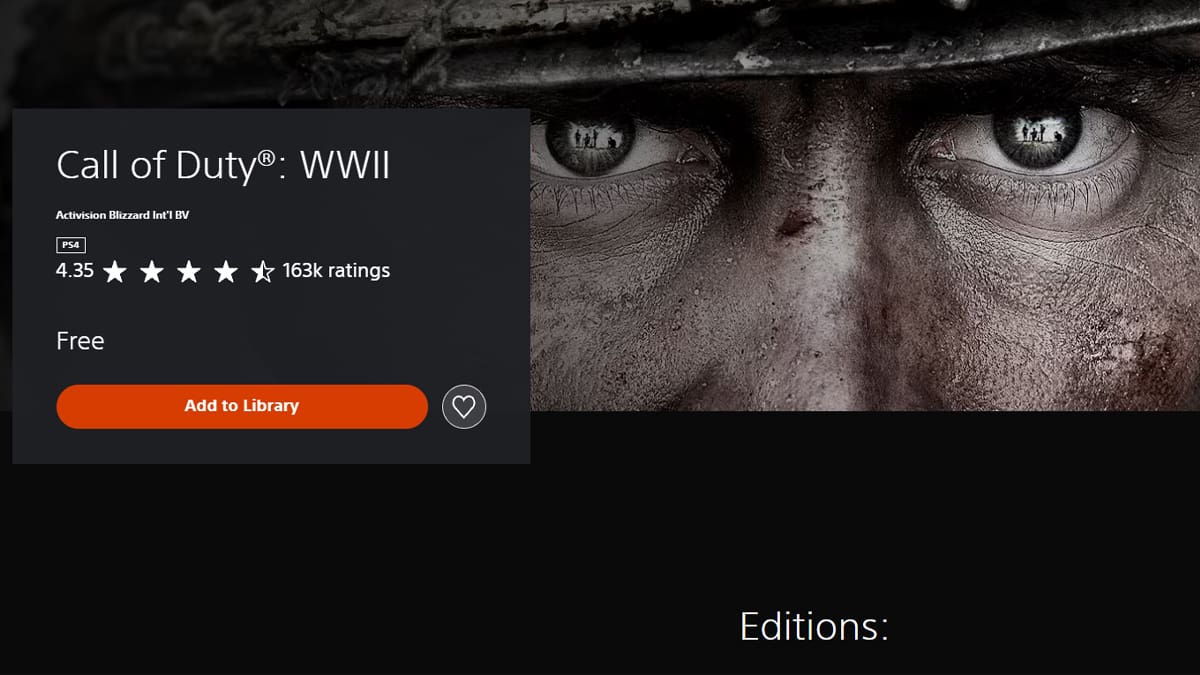 Call of Duty WWII gratis PS Store