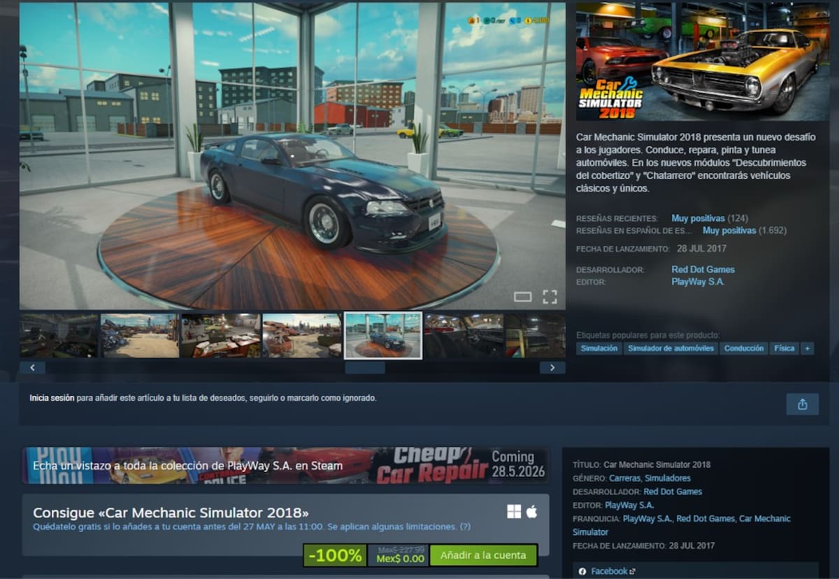Car Mechanic Simulator 2018 gratis Steam