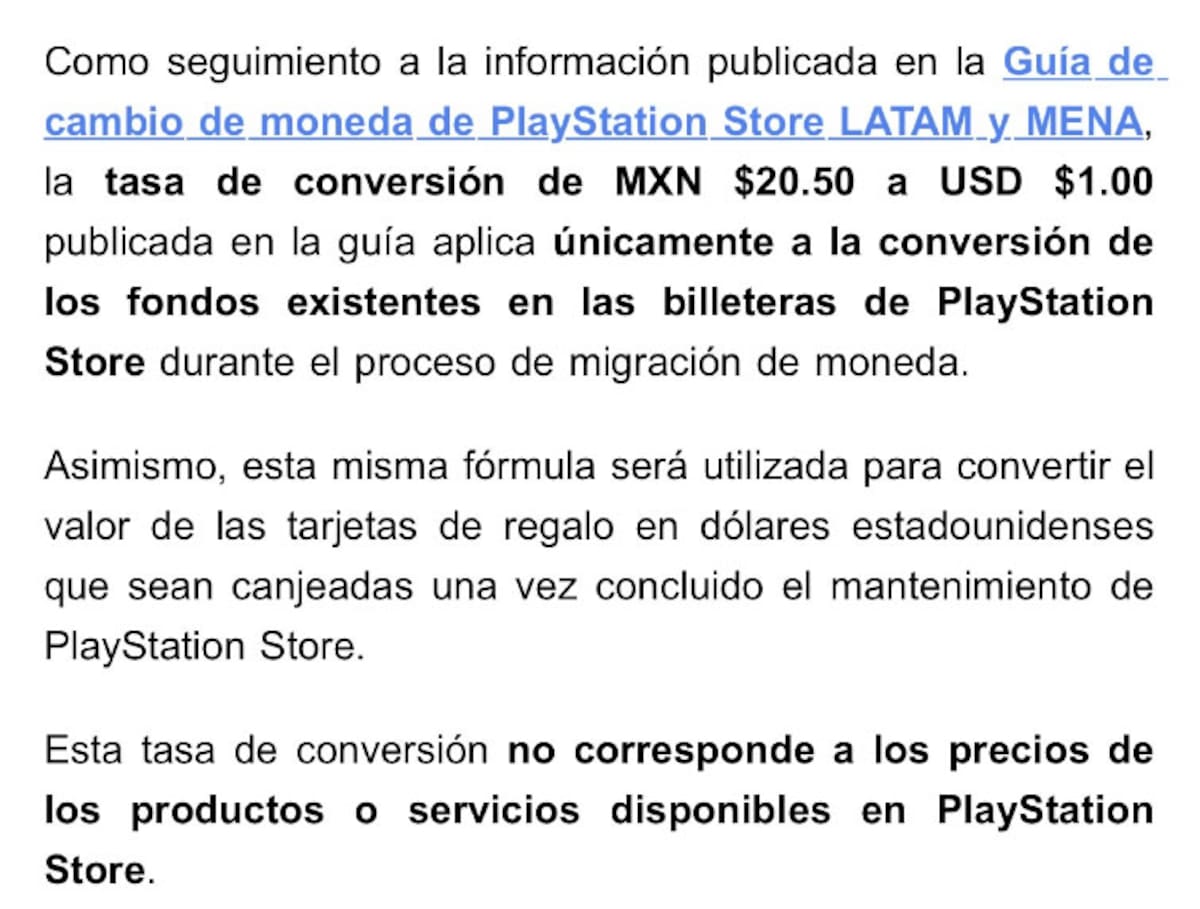 Comunicado PS Store