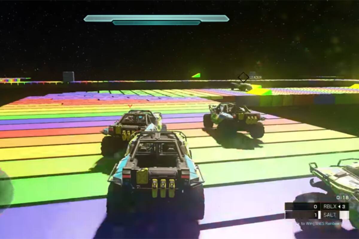 Alcanza las estrellas en este Rainbow Road hecho en Halo 5