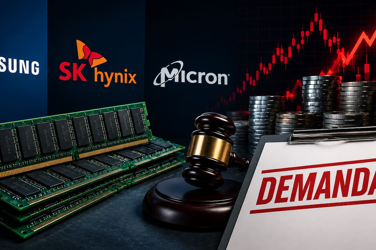 Demandan a Samsung, SK hynix y Micron por la crisis de memoria; acusan a las compañías de restringir el suministro de DRAM e inflar los precios