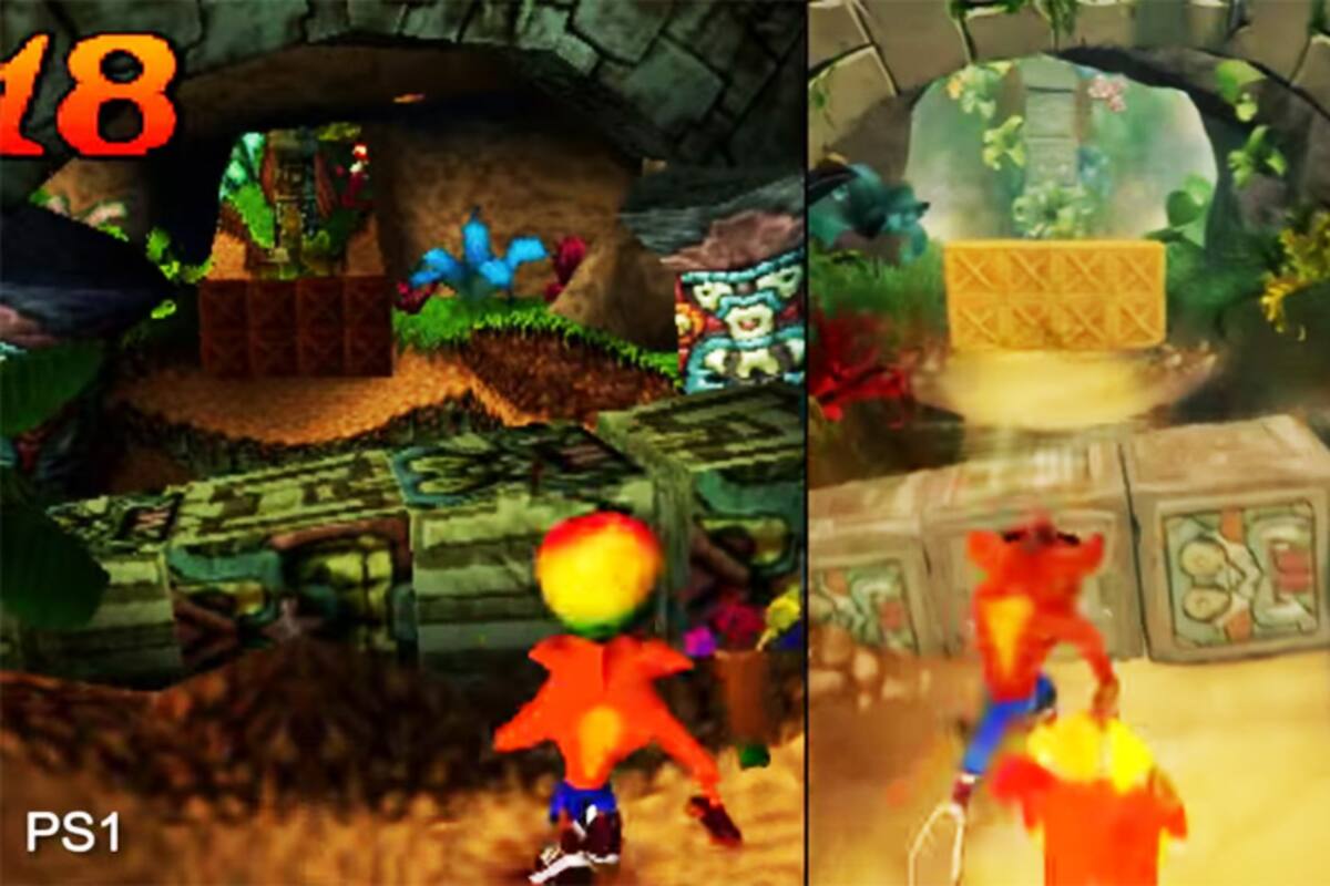 Comparativa gráfica entre Crash Bandicoot de PS1 y PS4