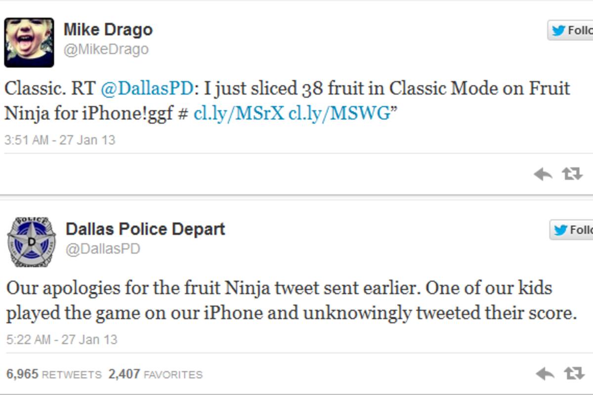 Policía de Dallas twittea marcador de Fruit Ninja