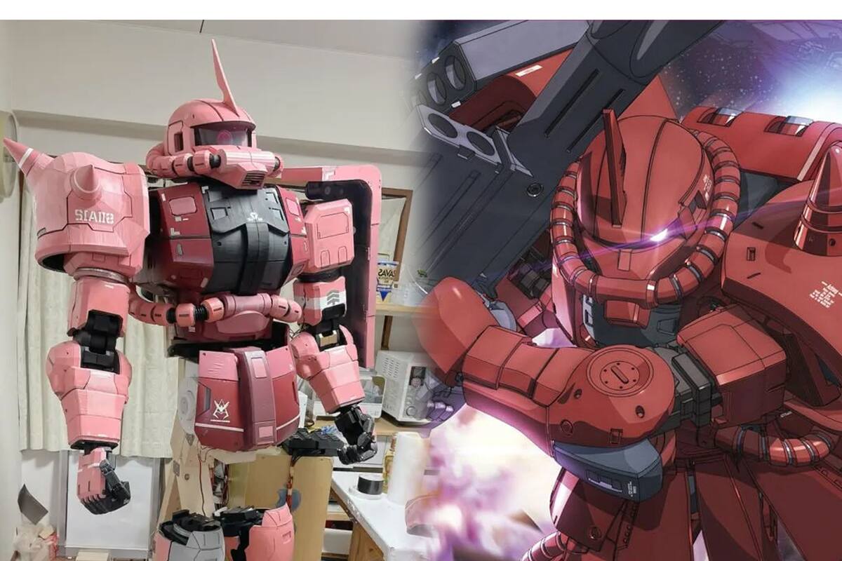 Un estudiante japonés construyó un robot gigante de Gundam en su habitación