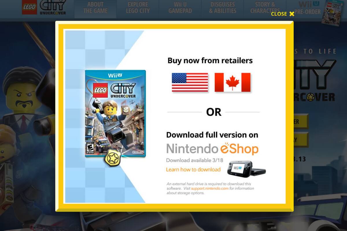 La descarga de LEGO: City Undercover necesita un HDD externo