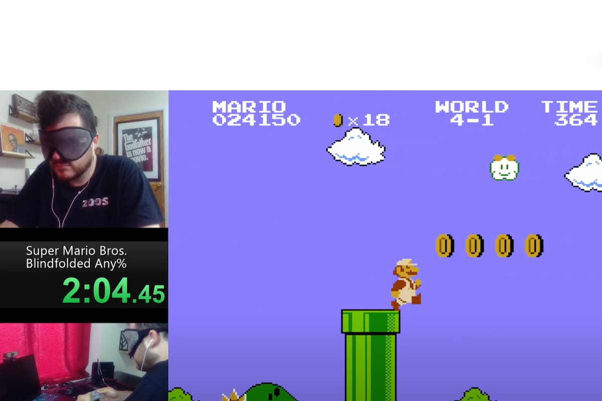 Jugador termina Super Mario Bros. en menos de 12 minutos y sin ver