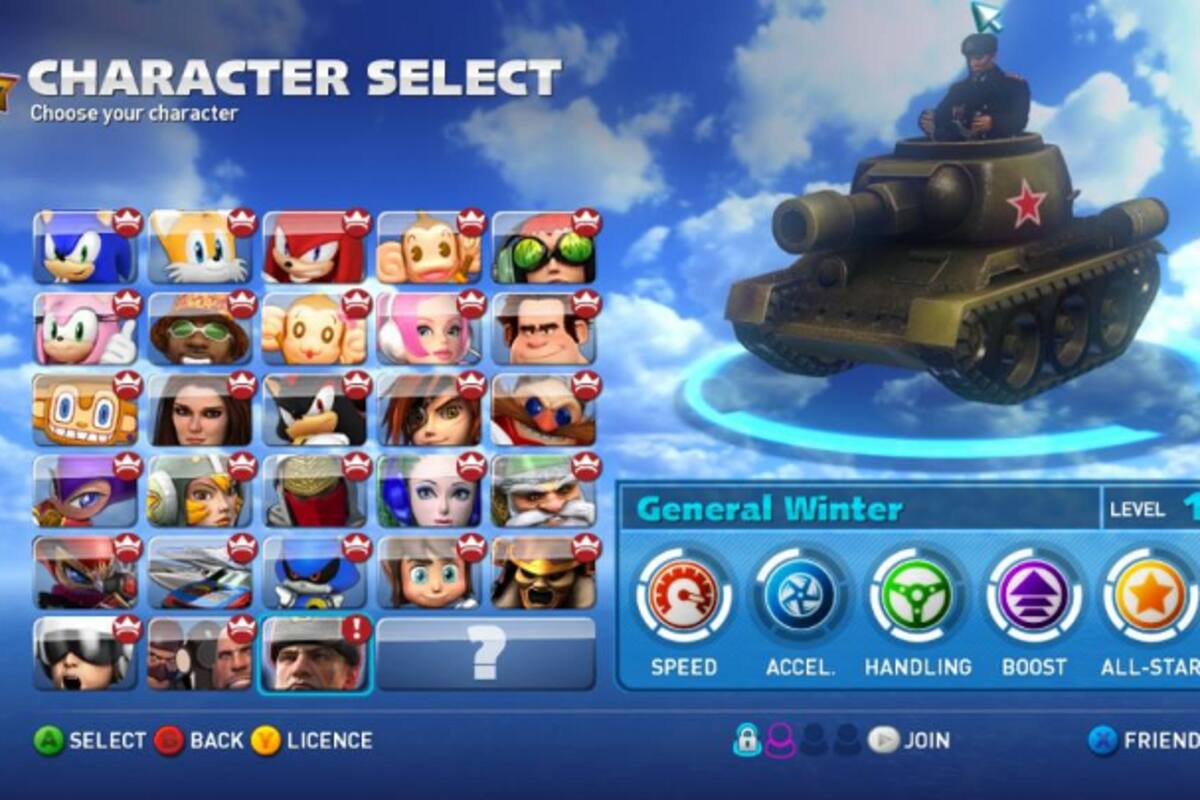El General Invierno se une a Sonic & SEGA All-Stars Racing