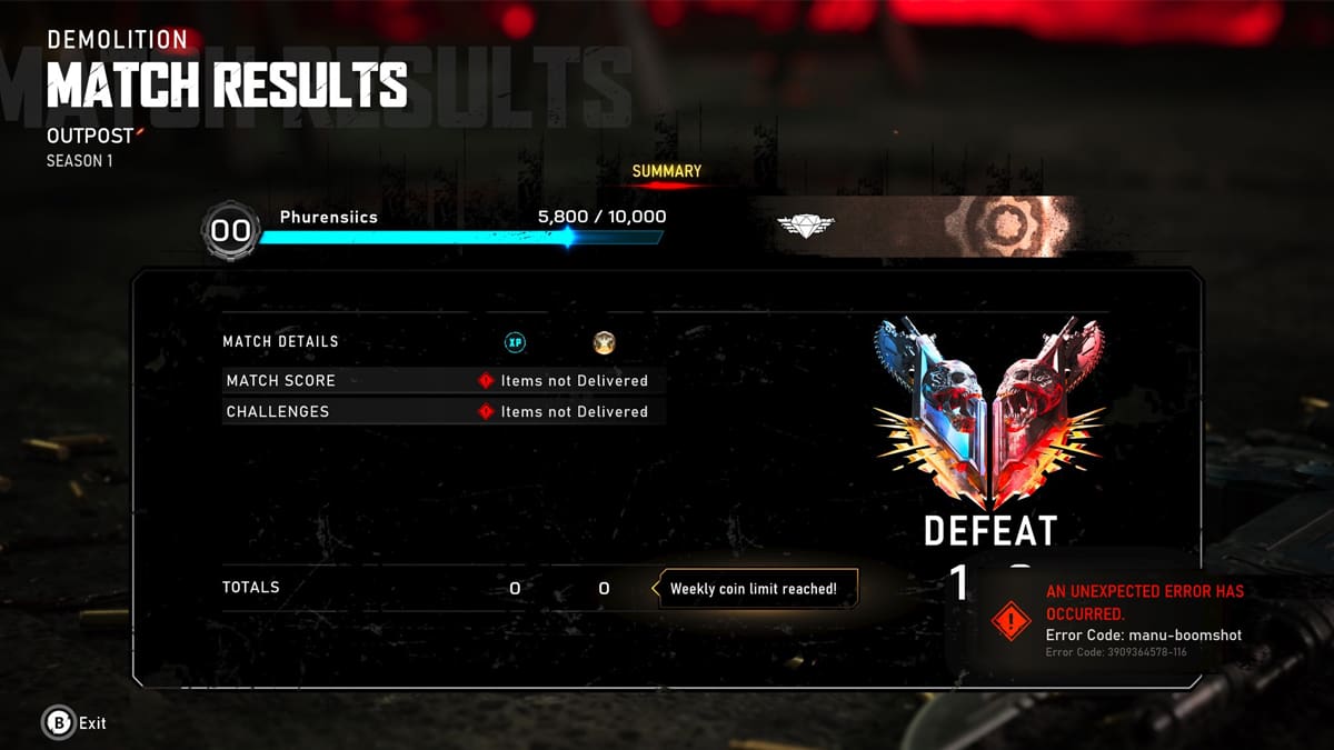 Gears of War Error Internet