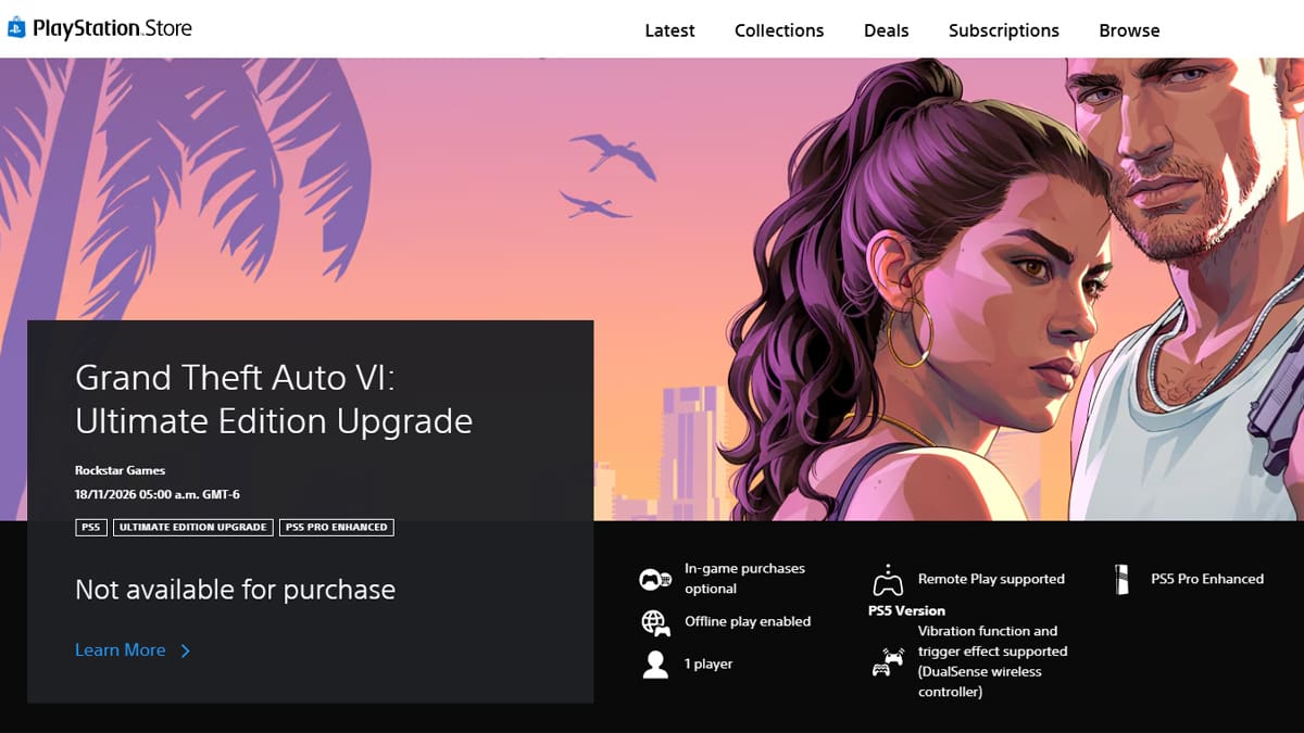 Grand Theft Auto VI DLC PS Store