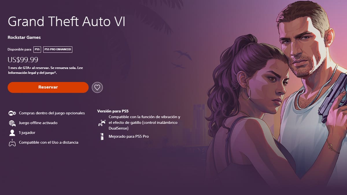 GTA VI mejorado PlayStation 5 Pro
