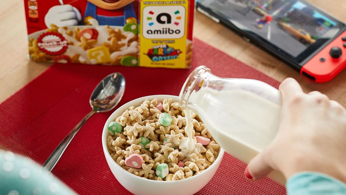 La caja del alimento funciona como un amiibo para Super Mario Odyssey