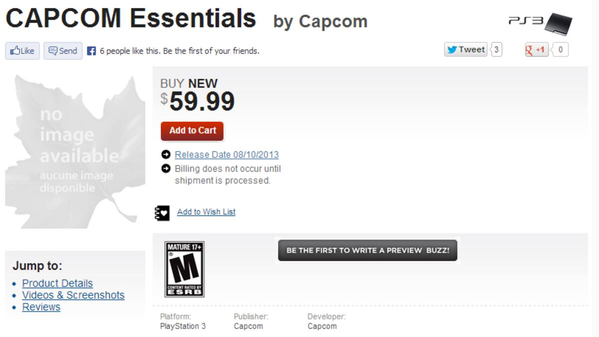 Listado de tienda sugiere un paquete llamado Capcom Essentials