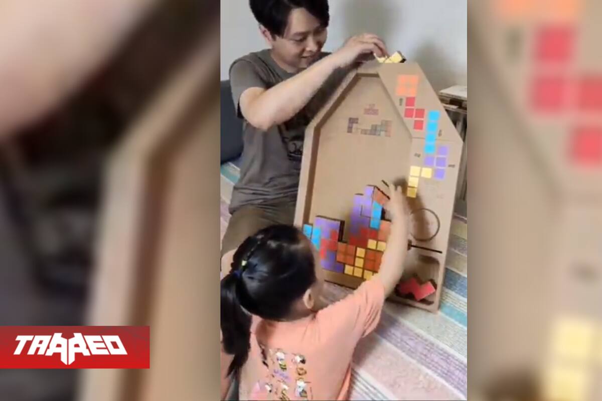 Padre crea Tetris de cartón funcional para su hija