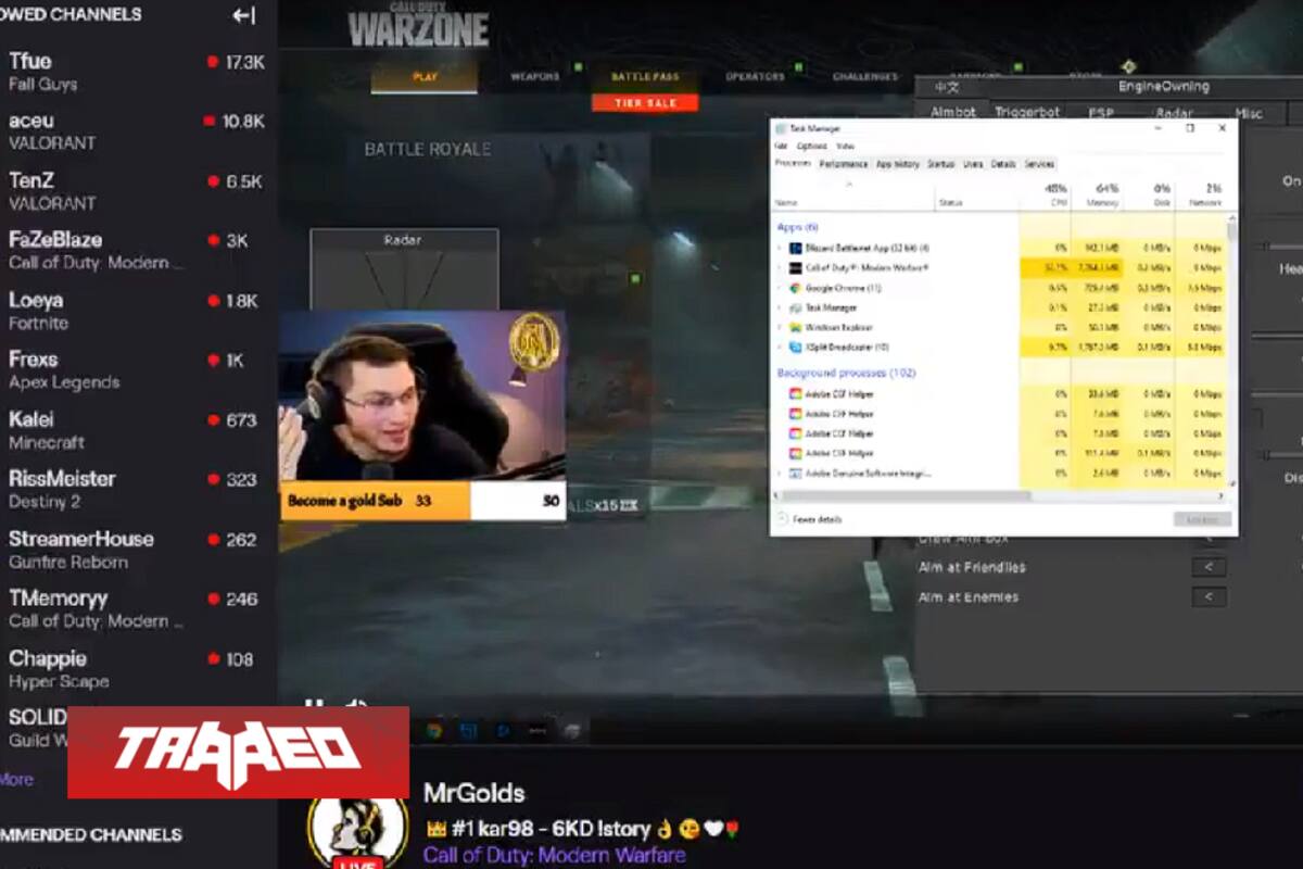 Insolito: Streamer de Call of Duty: Warzone es sorprendido usando hacks en stream
