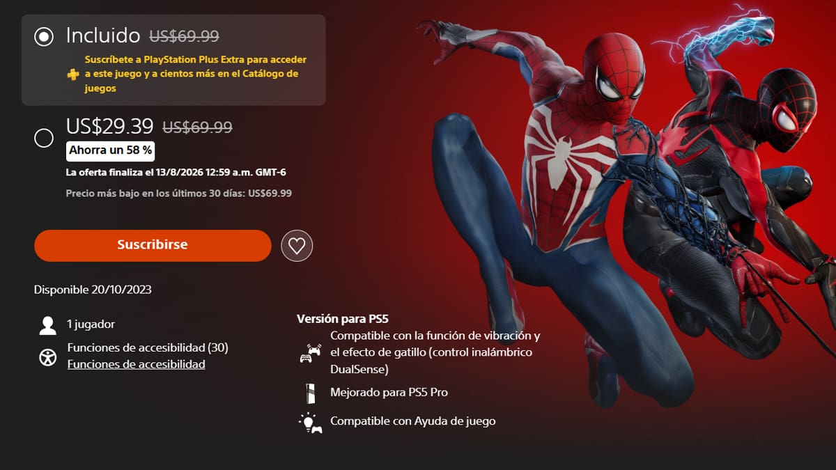 Marvel's Spider-Man 2 PS5 descuento