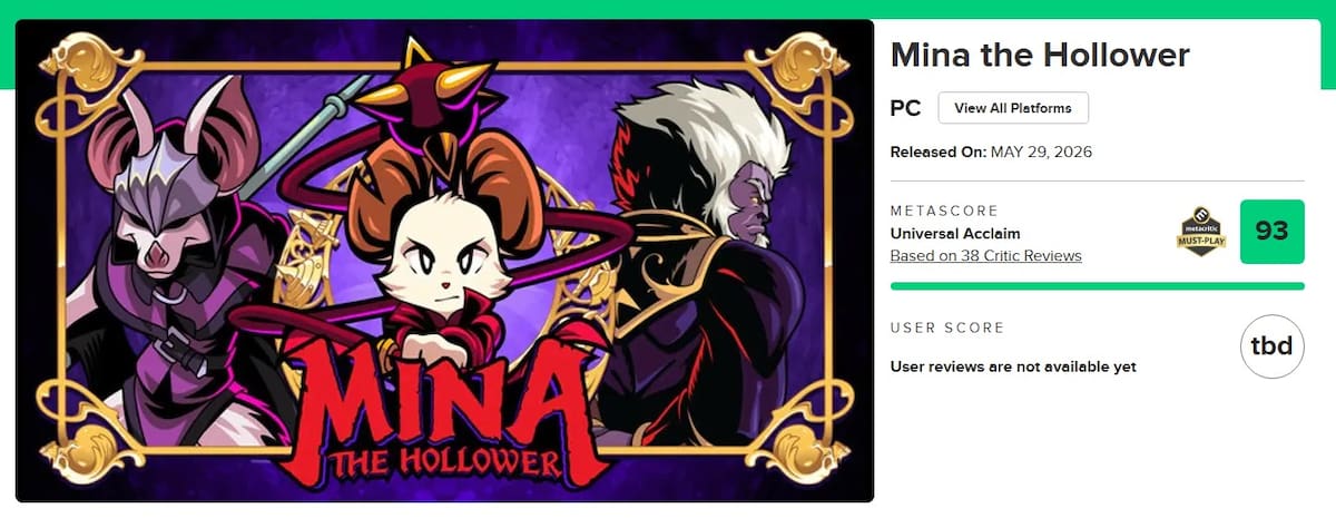 Mina the Hollower Metacritic