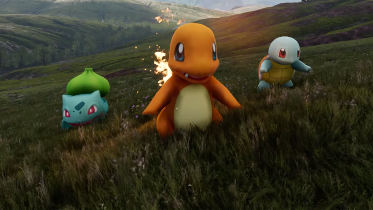 Mira a Charmander, Squirtle y Bulbasaur en un ambiente realista
