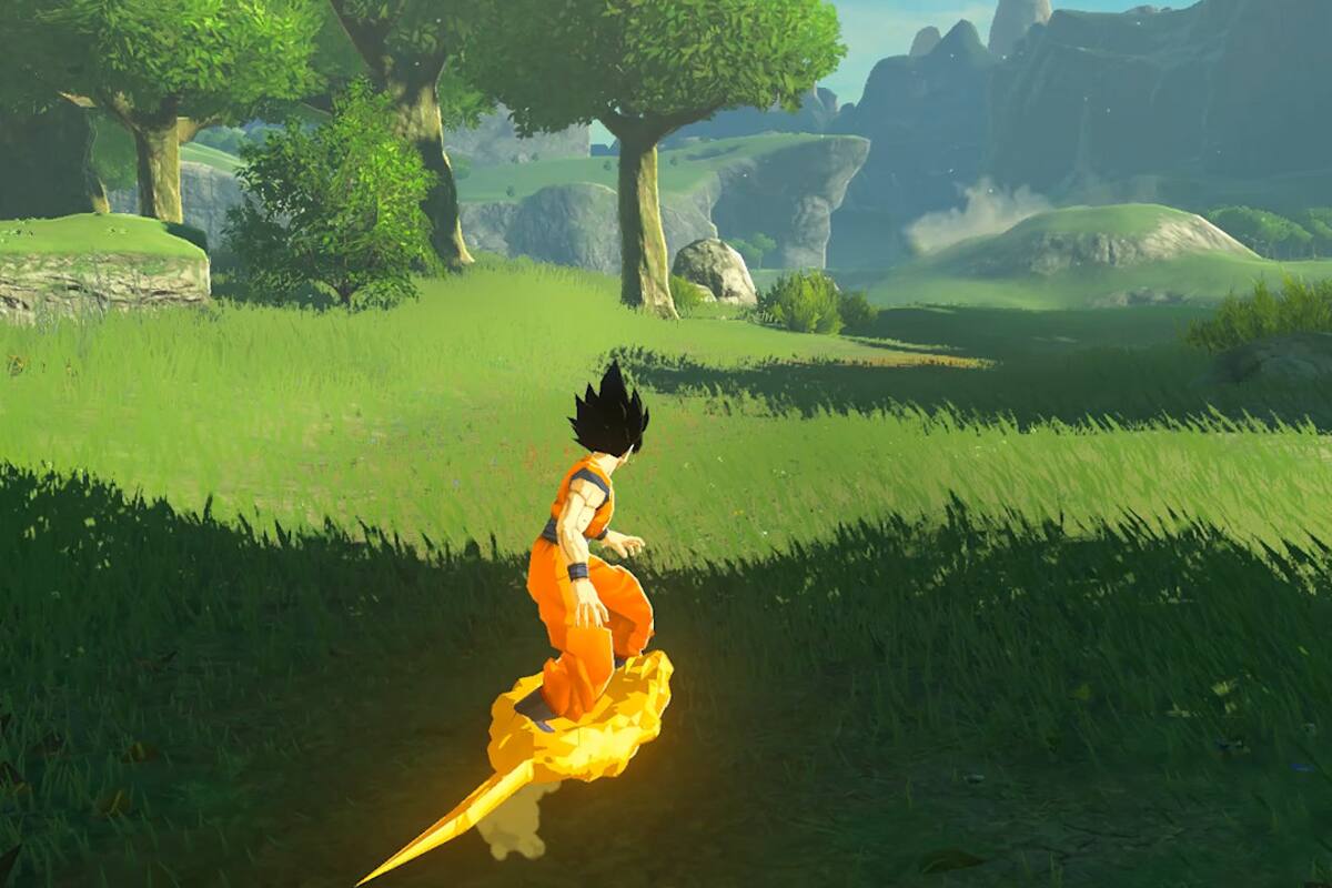 Mira a Gokú utilizando su poder en The Legend of Zelda: Breath of the Wild