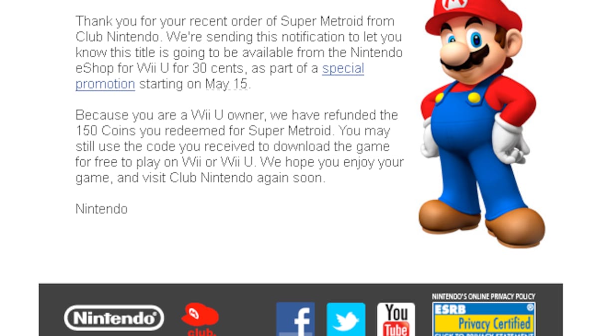 Nintendo anunció que el juego recibírá un descuento pronto