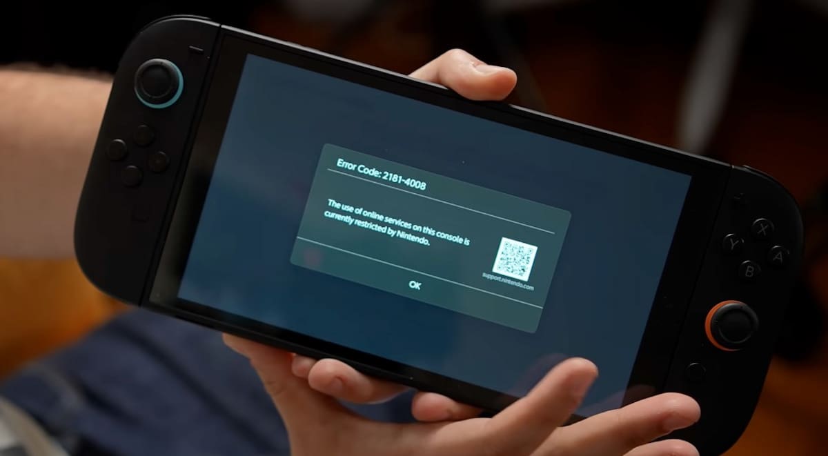 Nintendo Switch 2 baneado error 2181-4008
