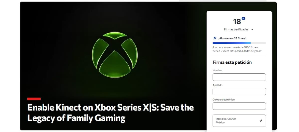 Petición para revivir Kinect