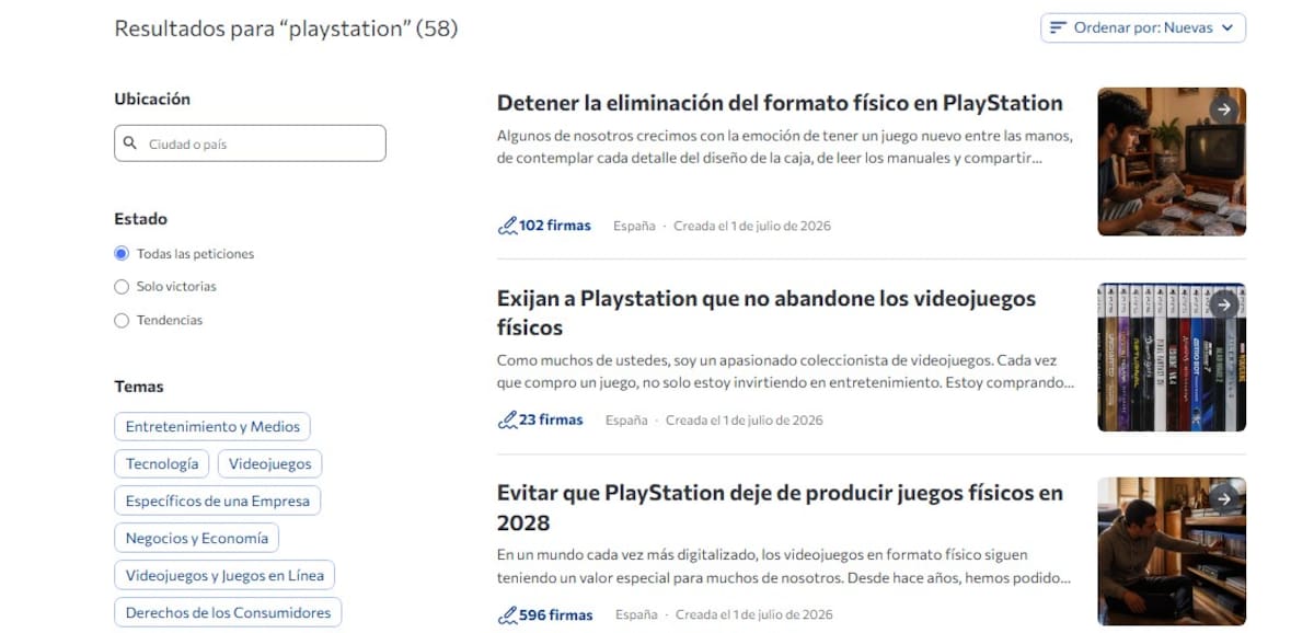 Peticiones Change.org PlayStation formato físico