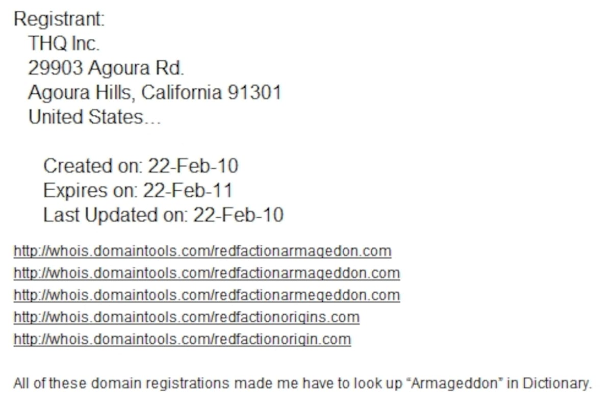 Registran sitios para un nuevo Red Faction
