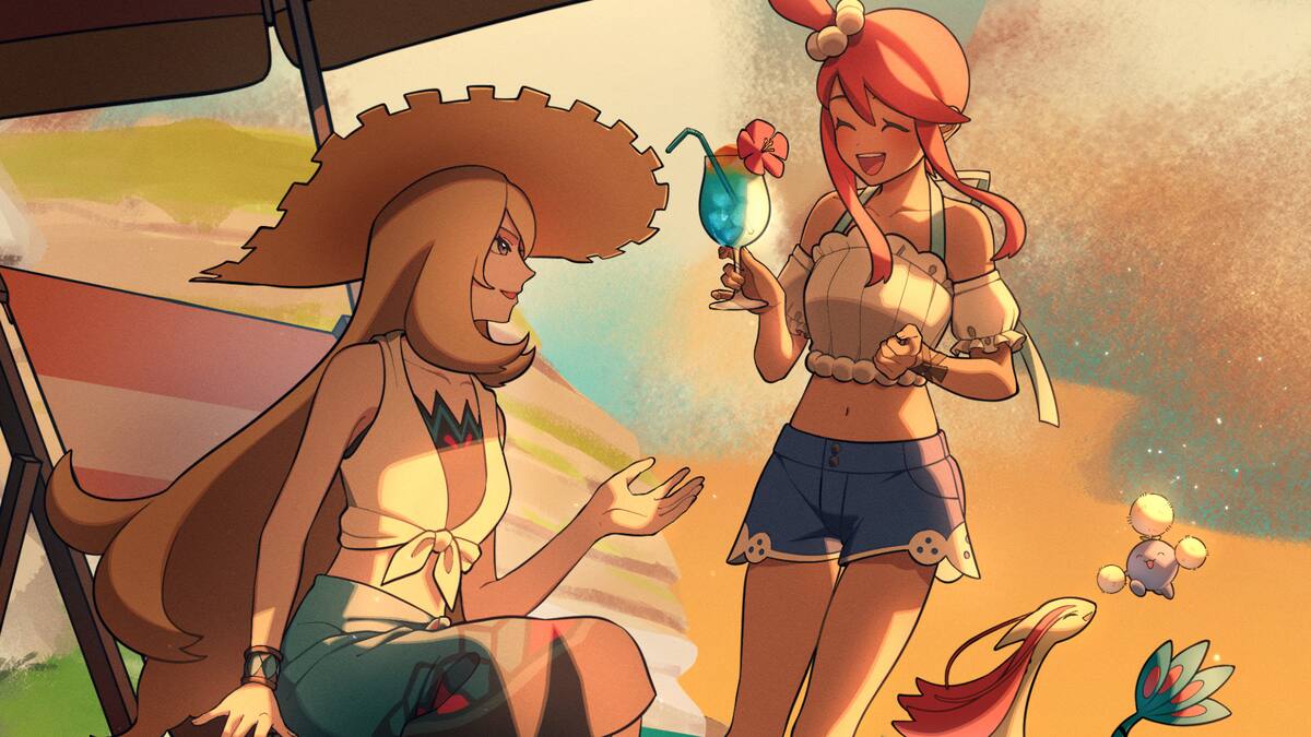 Pokémon Masters EX evento verano Cynthia Skyla traje de baño