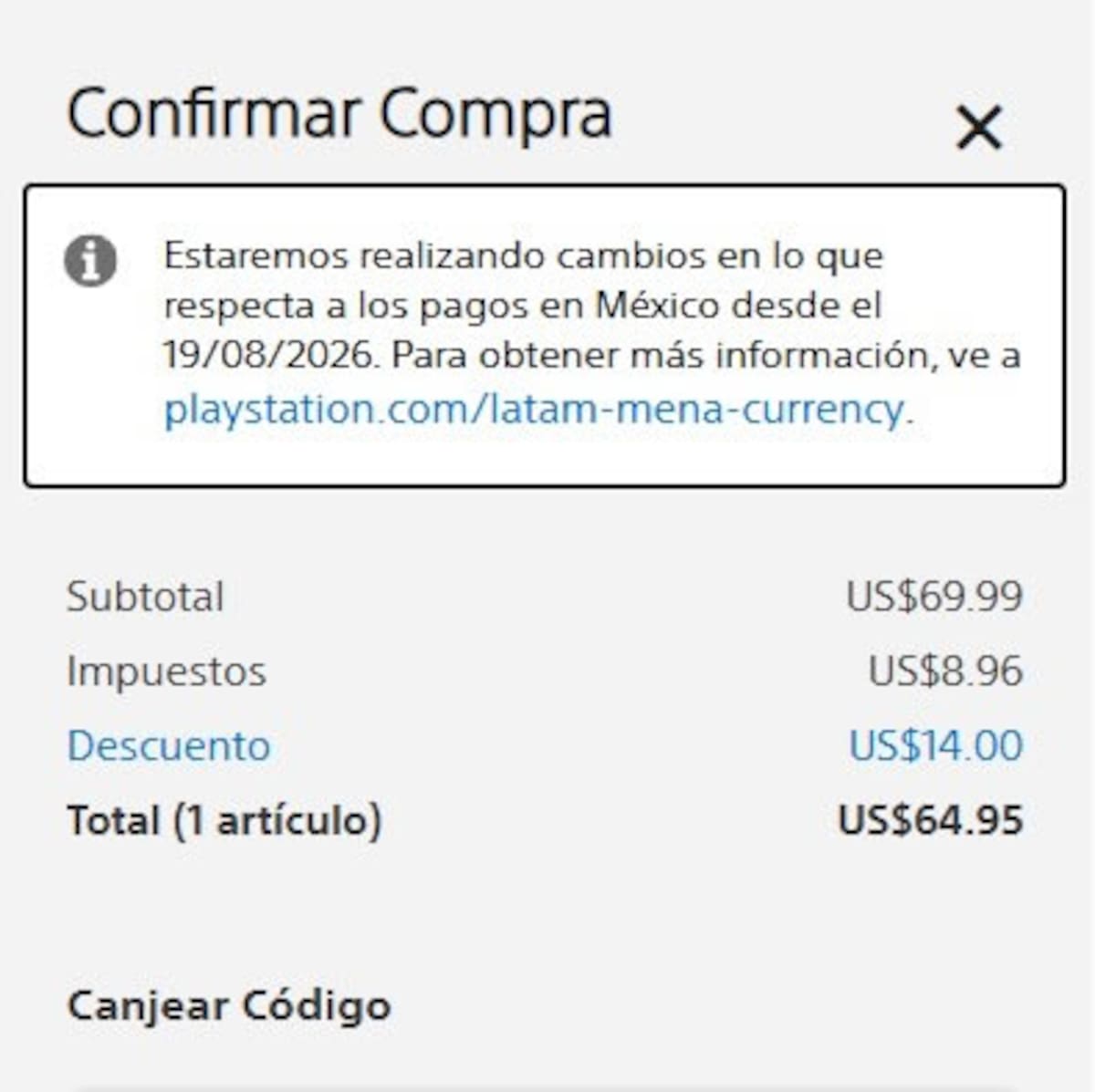 PS Store cambios en México