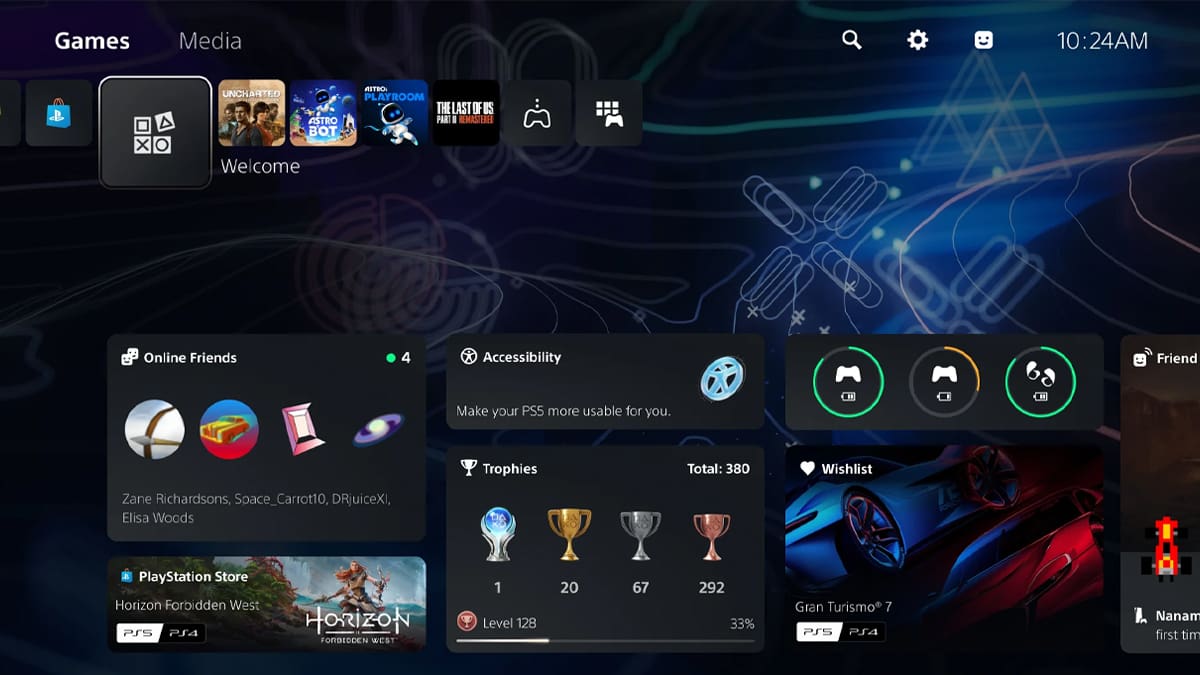 PS5 Widget juegos populares