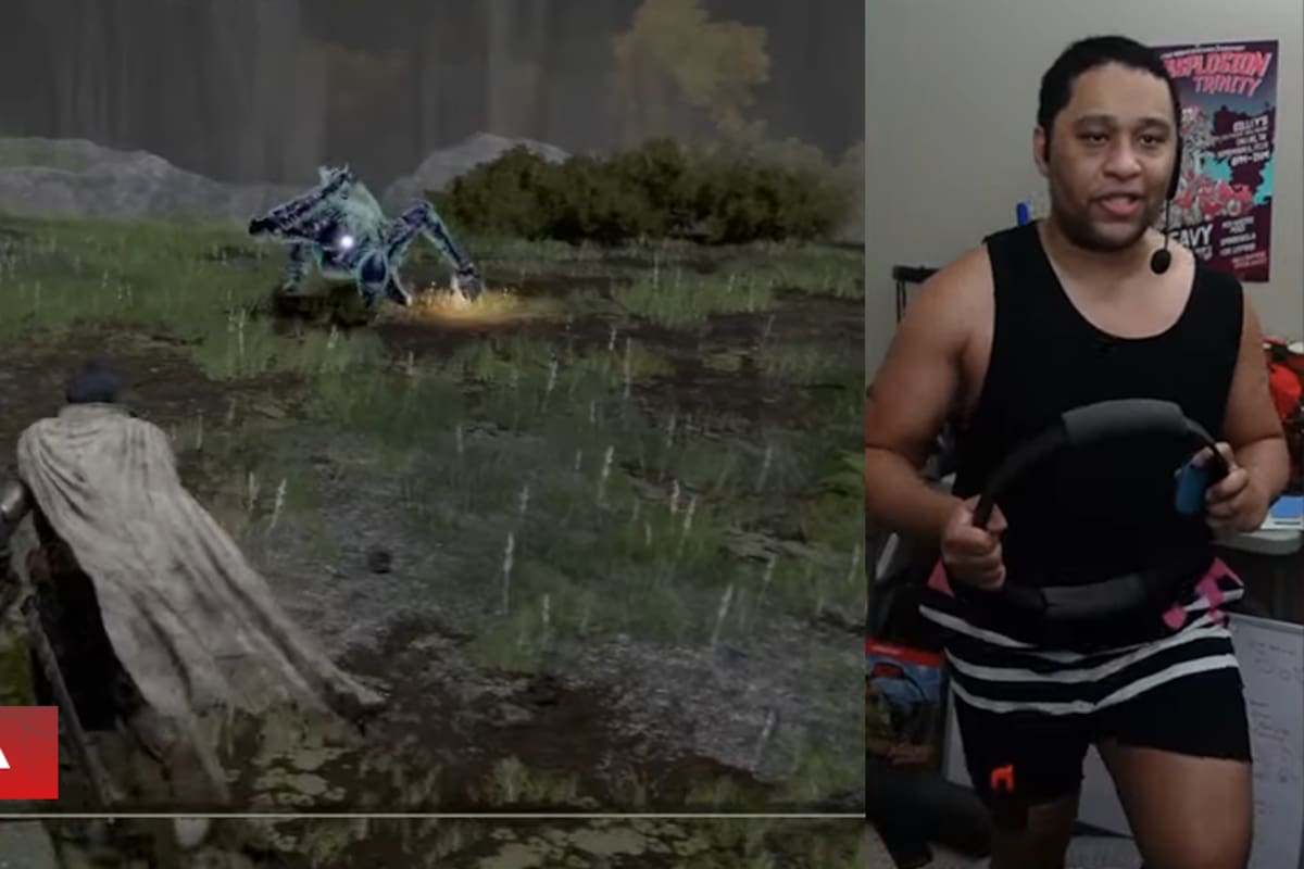 Streamer se ejercita jugando Elden Ring con un control de Ring Fit Adventure