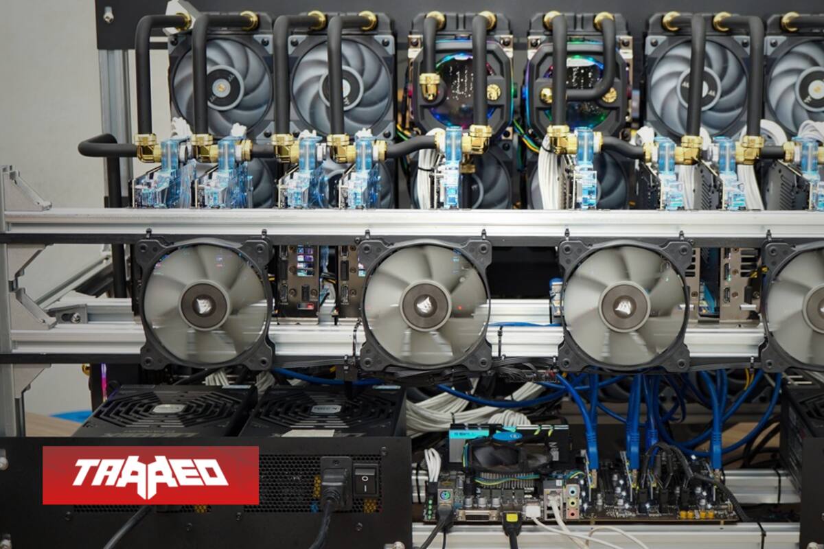 Así luce una granja de criptomonedas con GeForce RTX 3090 y refrigeración líquida