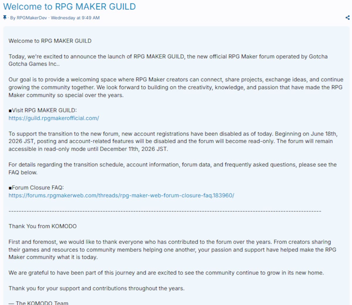 RPG Maker cierra en 2026