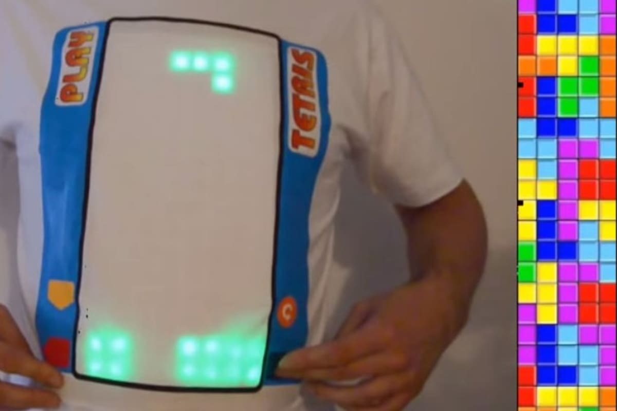 Hombre crea polera en la cual puede jugar Tetris