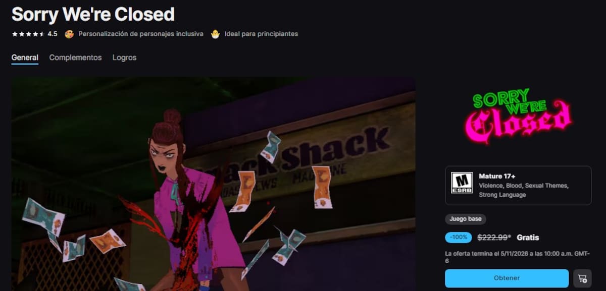 Sorry We're Closed gratis Epic Games Store
