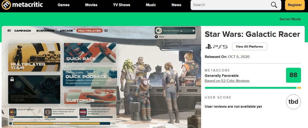 Star Wars Galactic Racer Metacritic