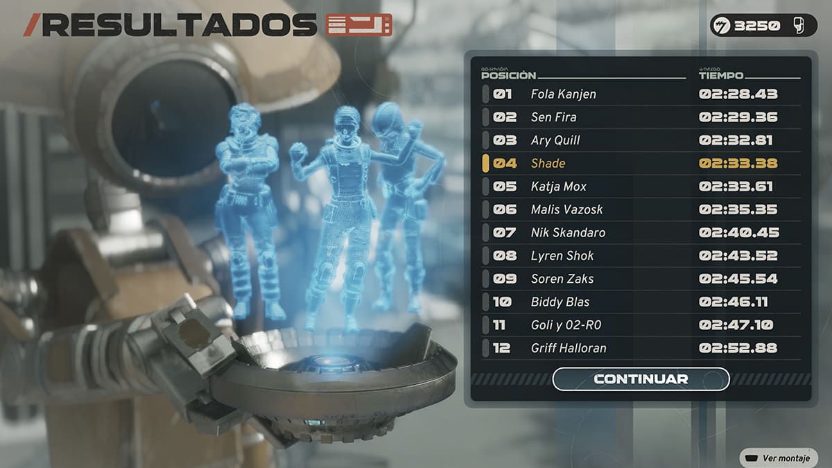 Star Wars Galactic Racer resultados carreras