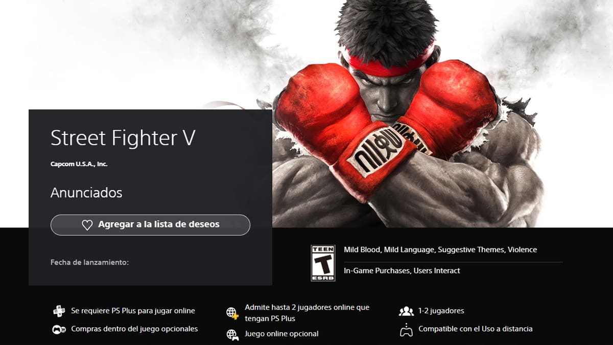 Street Fighter V deja venderse PS Store