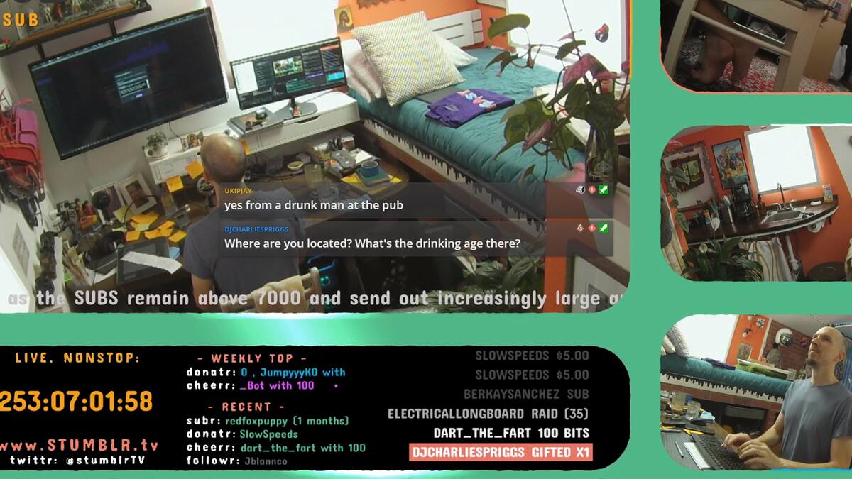 stumblrTV ya transmitió más de 100 días ininterrumpidos en Twitch