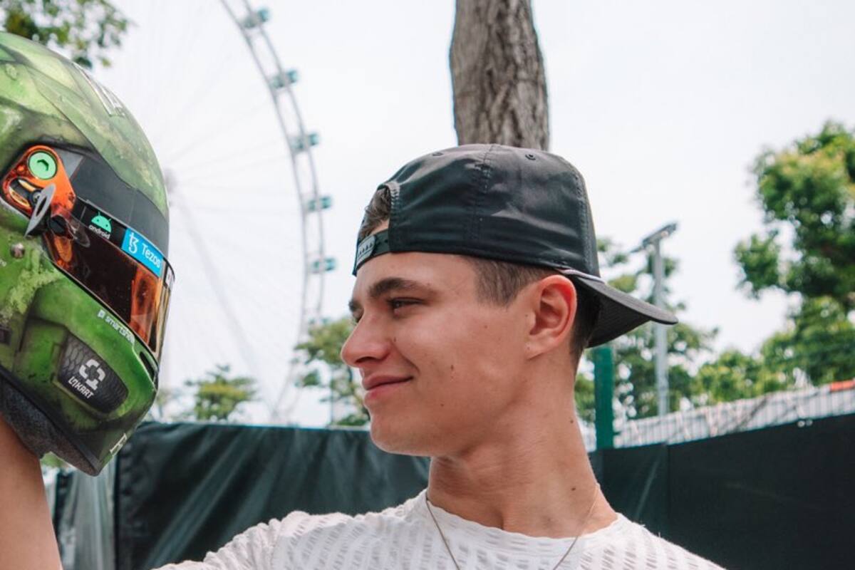 Lando Norris will race at the Singapore F1 in a Master Chief helmet!