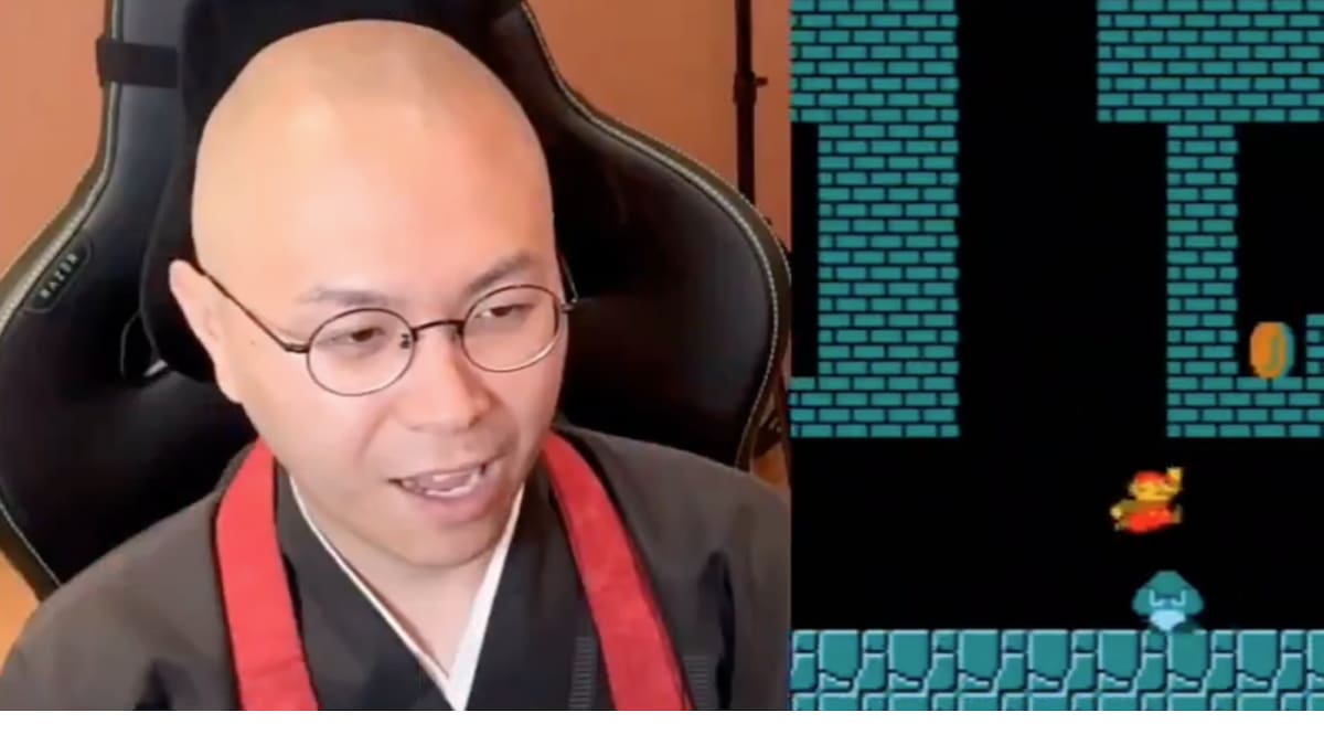 The monk's peculiar game session went viral on social media