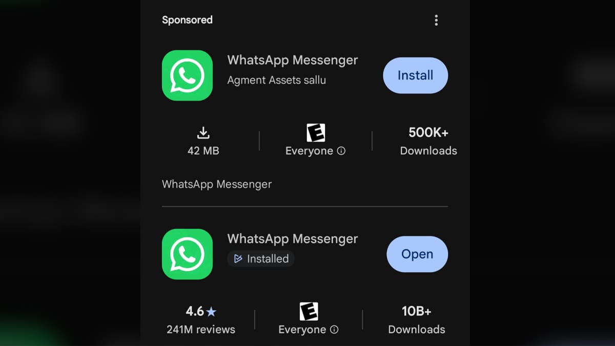 WhatsApp aplicación parecida falsa