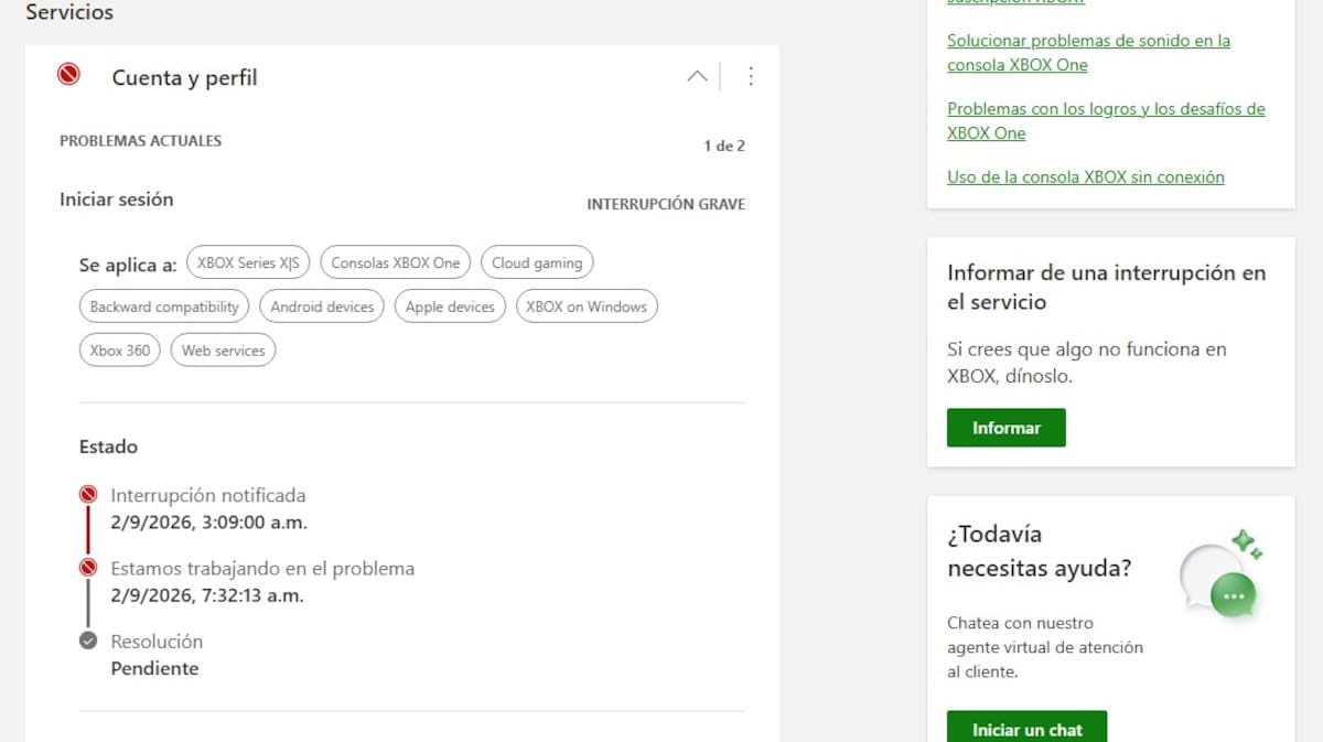 XBOX caída